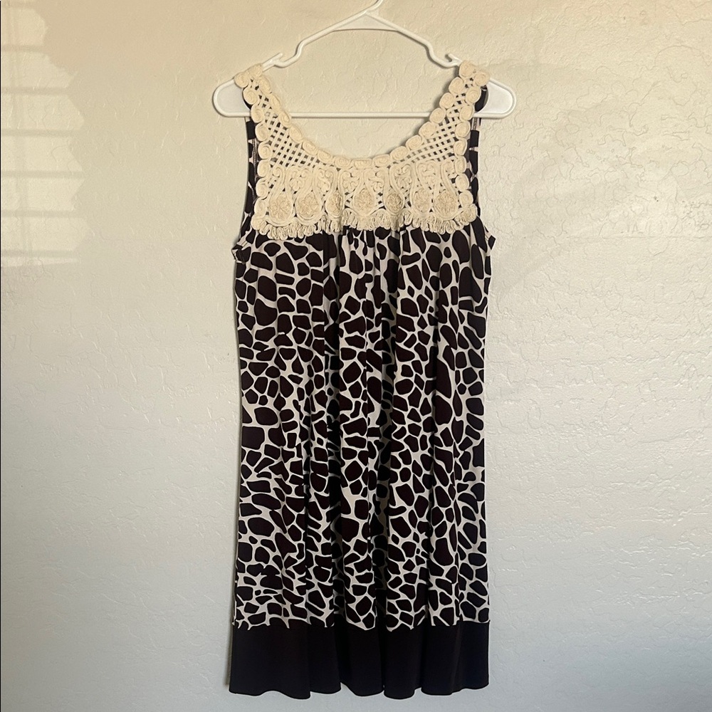 Carole Little Black & Cream Crochet Yoke Midi Dress